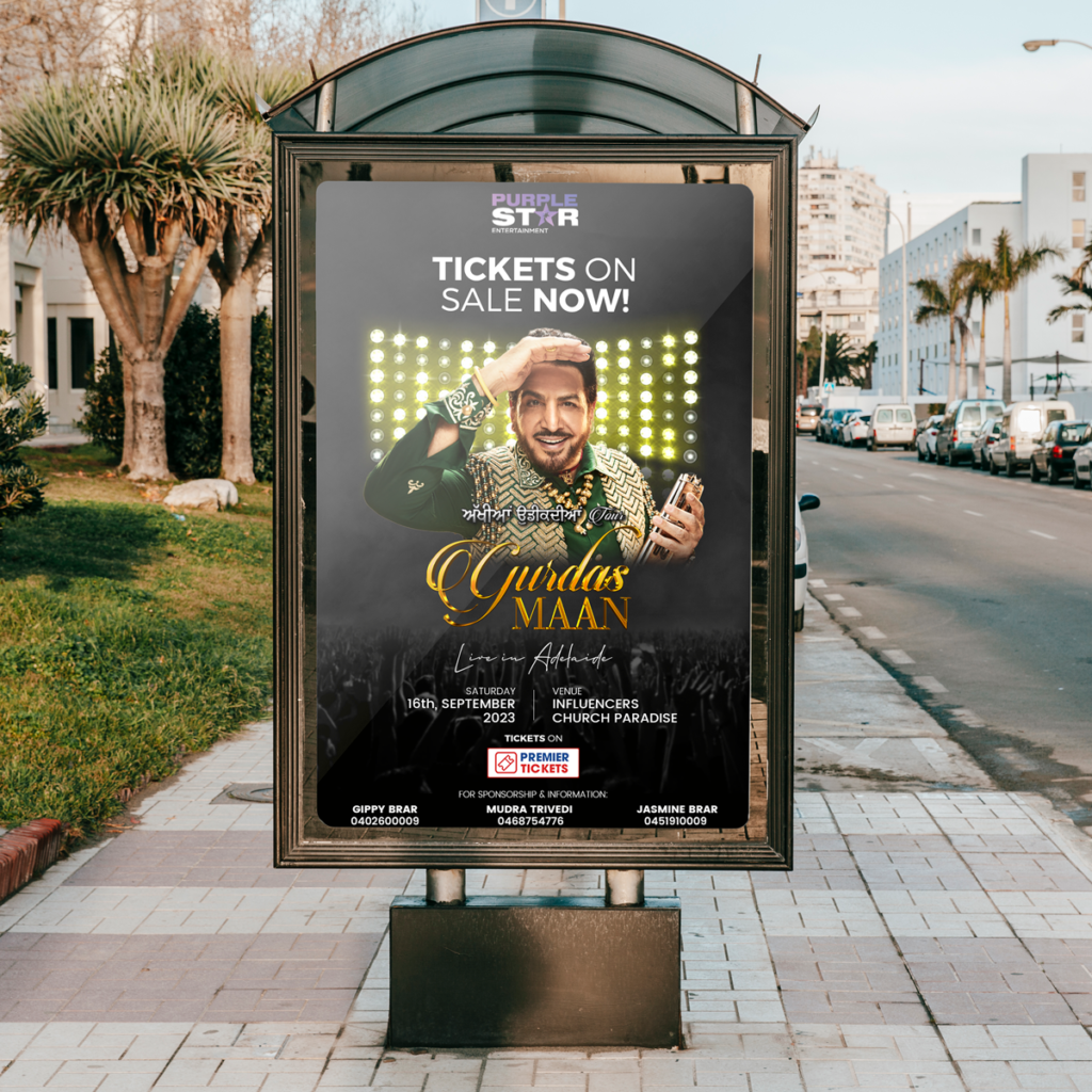 Poster advertising service of famous singer Gurdas Maan